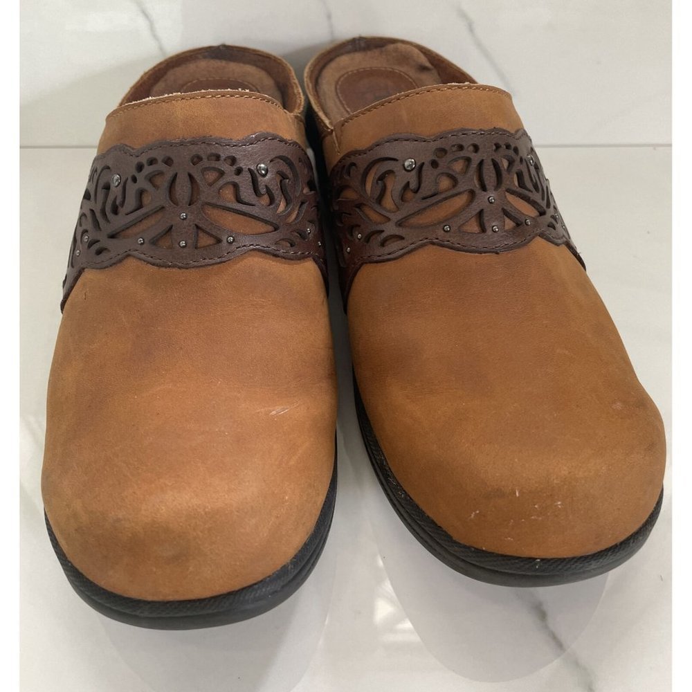 Womens Ariat Clogs Brown Tan Leather Mules Slip On Size 8 - Picture 3 of 12